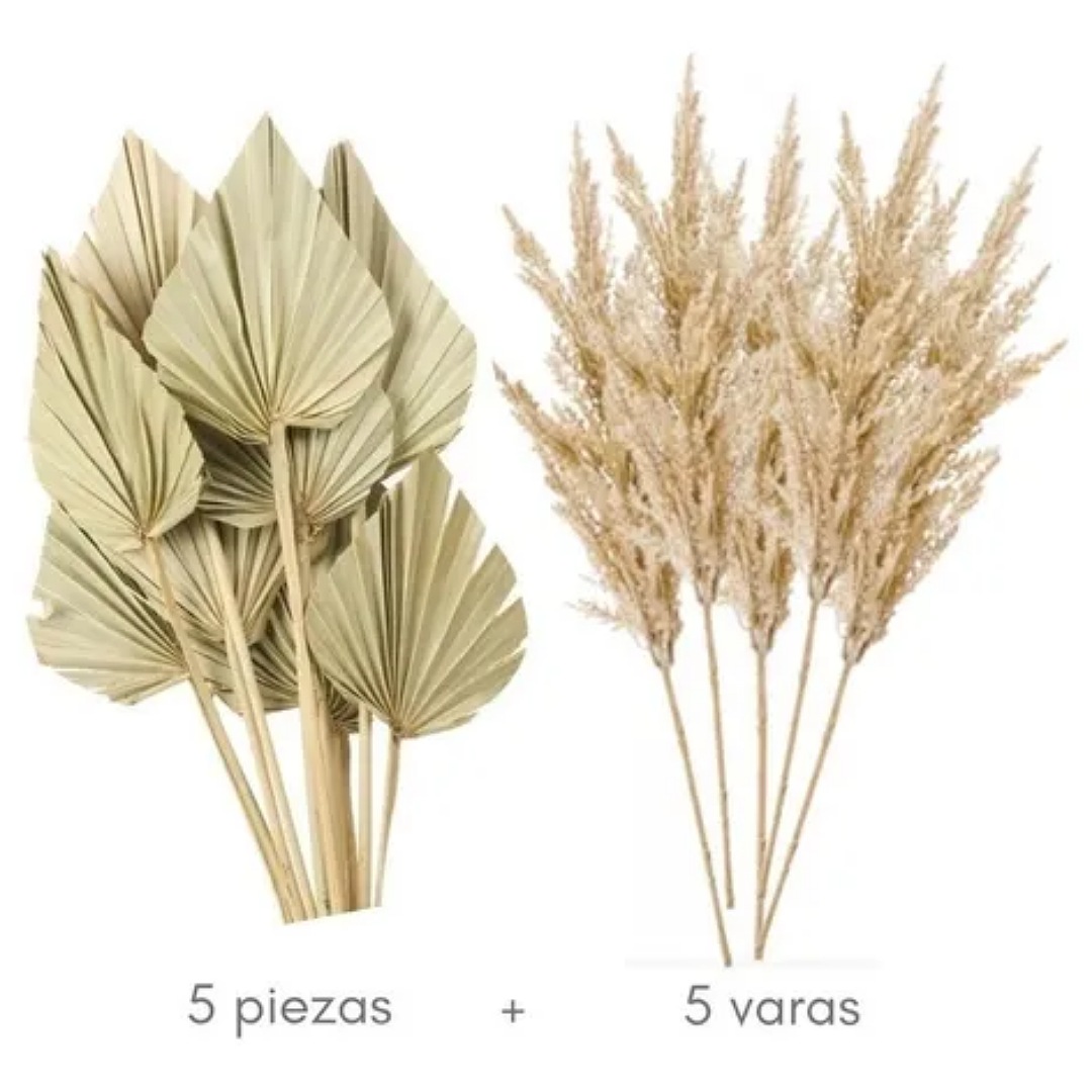 Pampas + Palma Seca Decorativa ( 10 Piezas ) ( 1.2 Metros )
