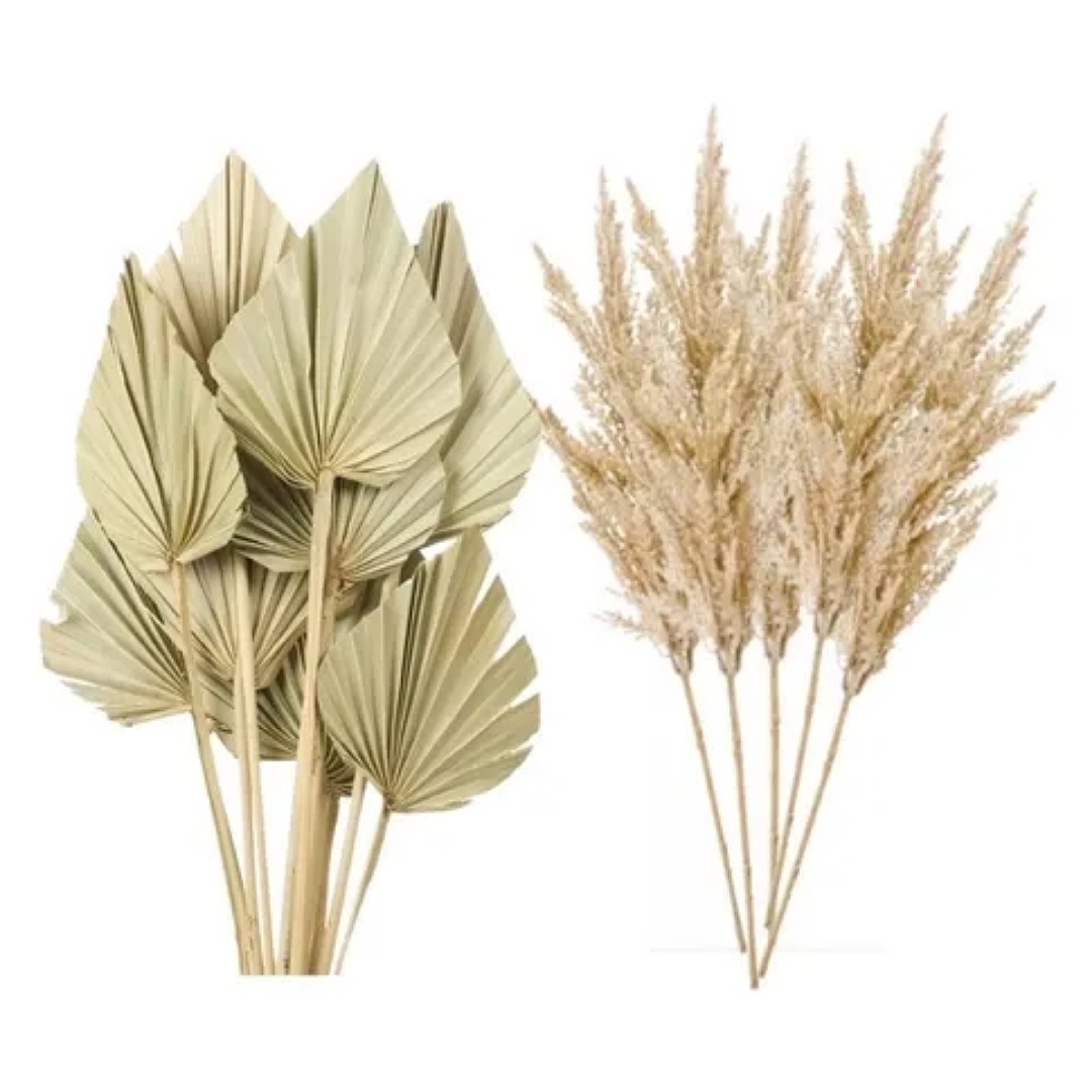 Pampas + Palma Seca Decorativa ( 10 Piezas ) ( 1.2 Metros )