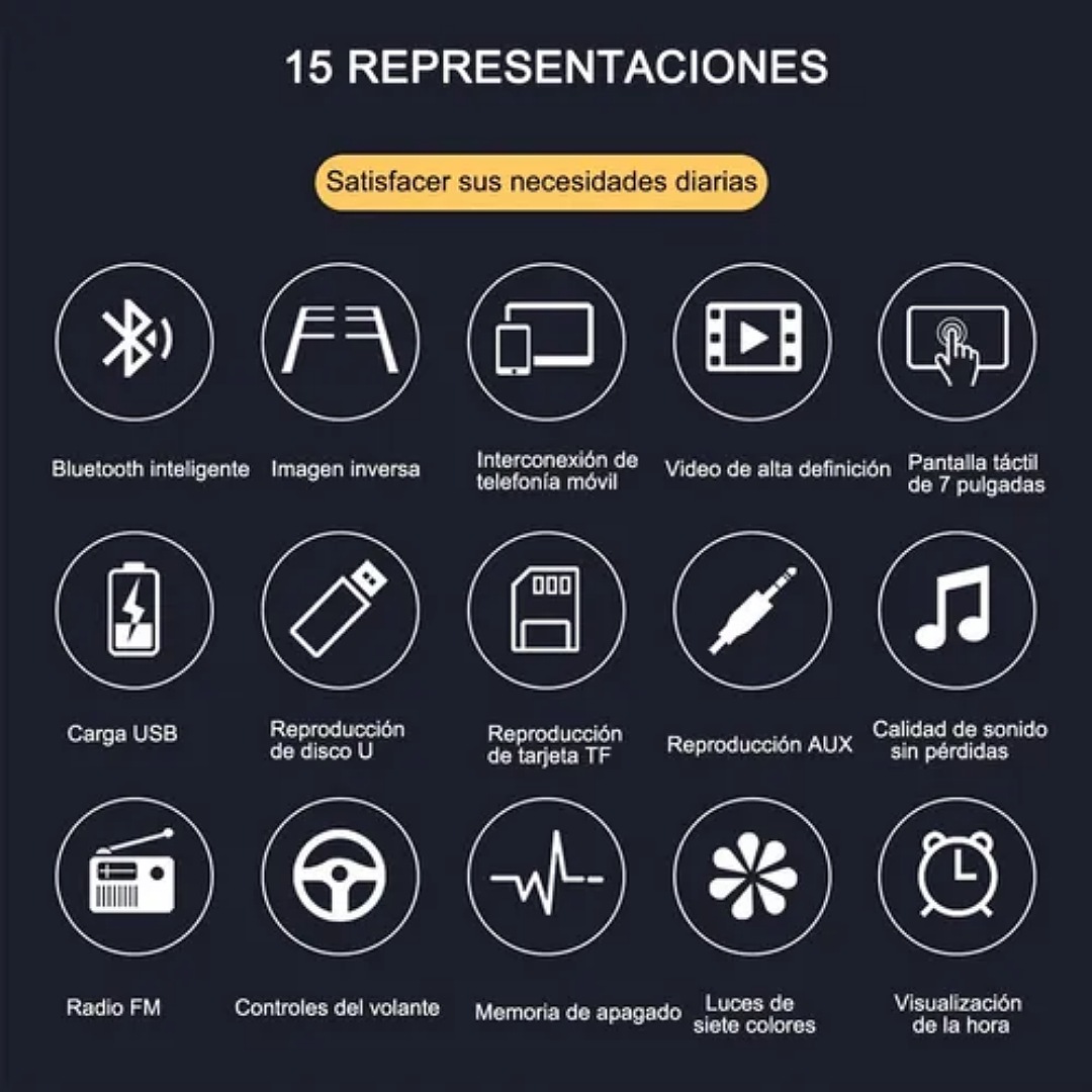 Autoestereos Pantalla Coche Bluetooth Remoto Volante Camara