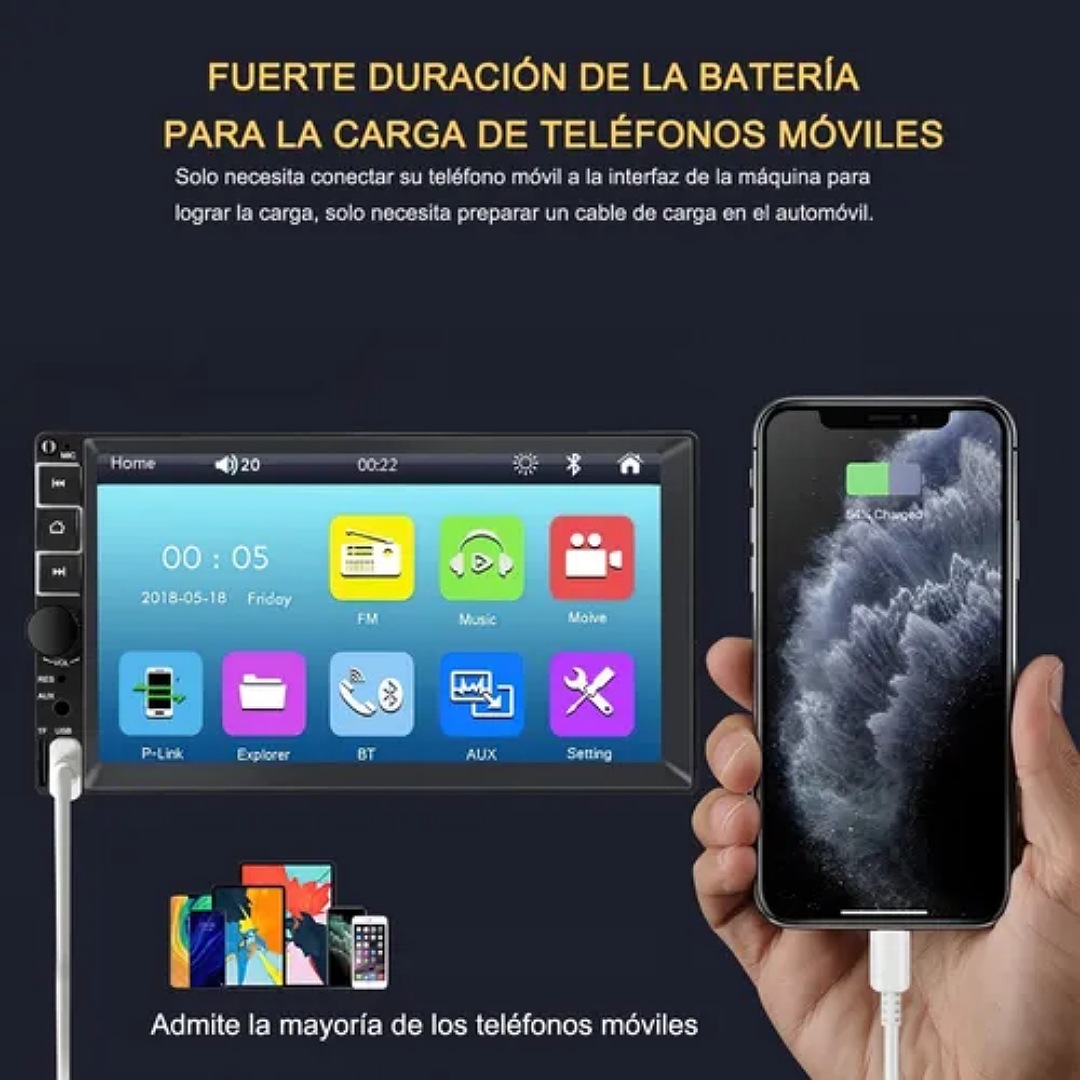 Autoestereos Pantalla Coche Bluetooth Remoto Volante Camara