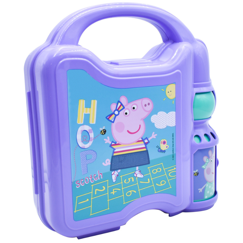 Fun Kids 1669-474 Lonchera Peppa Pig Niña Infantiles con Botella Cilindro para agua 350ml
