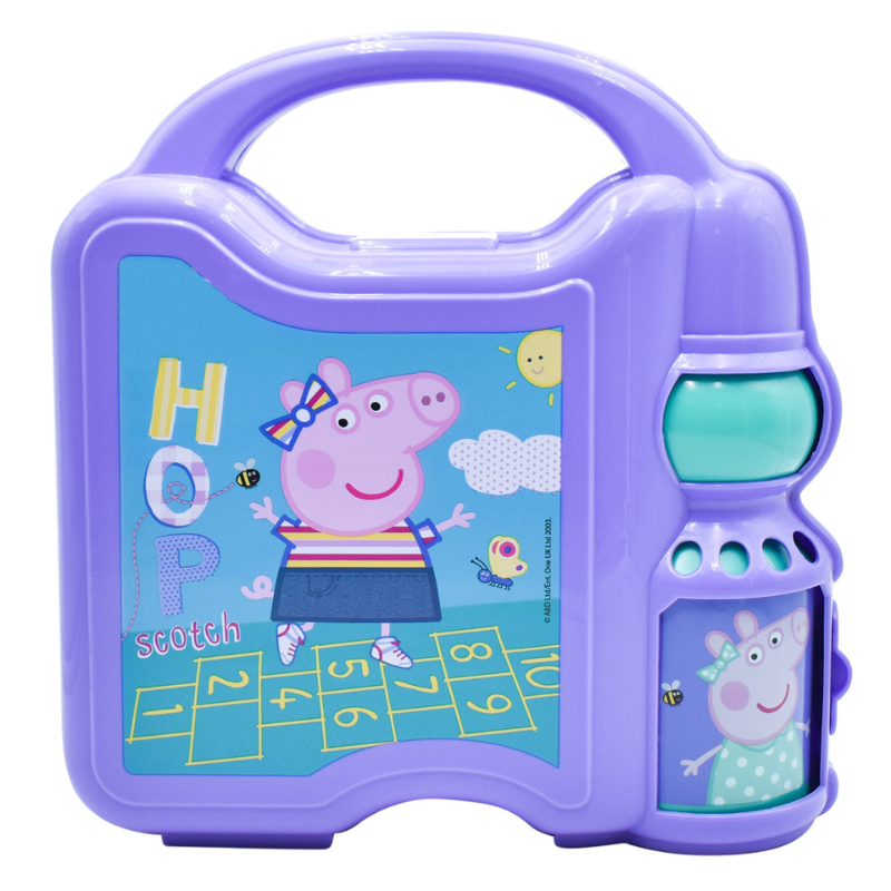 Fun Kids 1669-474 Lonchera Peppa Pig Niña Infantiles con Botella Cilindro para agua 350ml