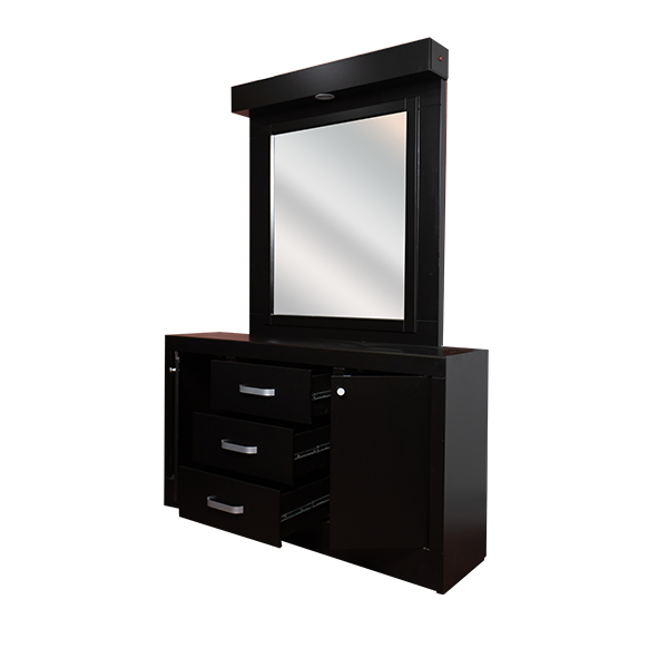 Tocador reinicia 21 muebles 3 cajones 2 puertas luna con iluminación led Monaco.