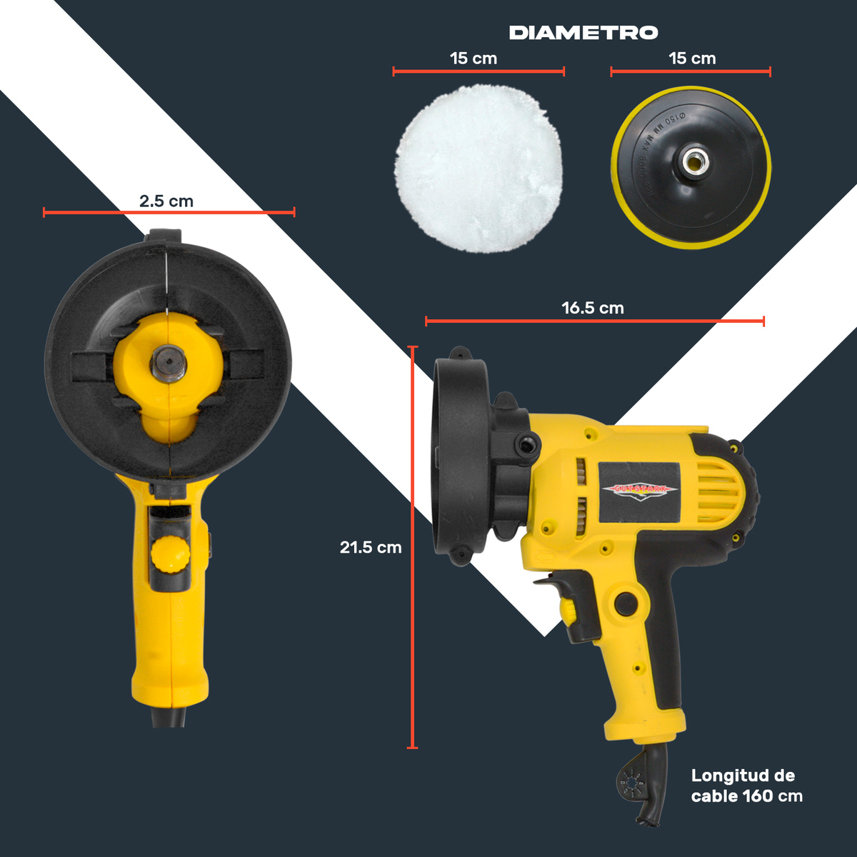Pulidora Lijadora Electrica Rotativa 4500 Rpm 5 Pulgadas Coche Gutstark