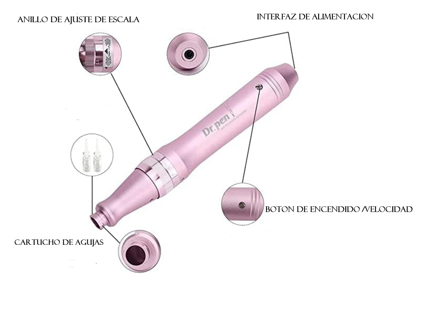 Dermapen Microagujas Con 2 Cartuchos de 12 agujas Profesional Inalámbrico Eléctrico Ultima M7 Derma Pen Kit de Herramientas Antienvejecimiento el Cuidado de la Piel