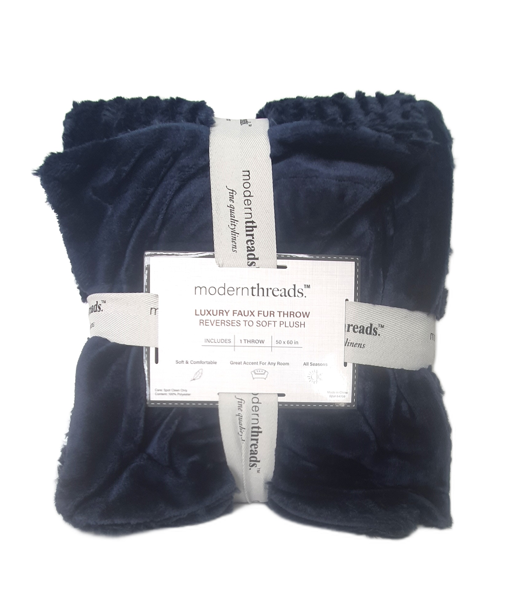 Frazada Manta Aborregada Texturizada Suave Color Azul Oscuro - Modern Threads