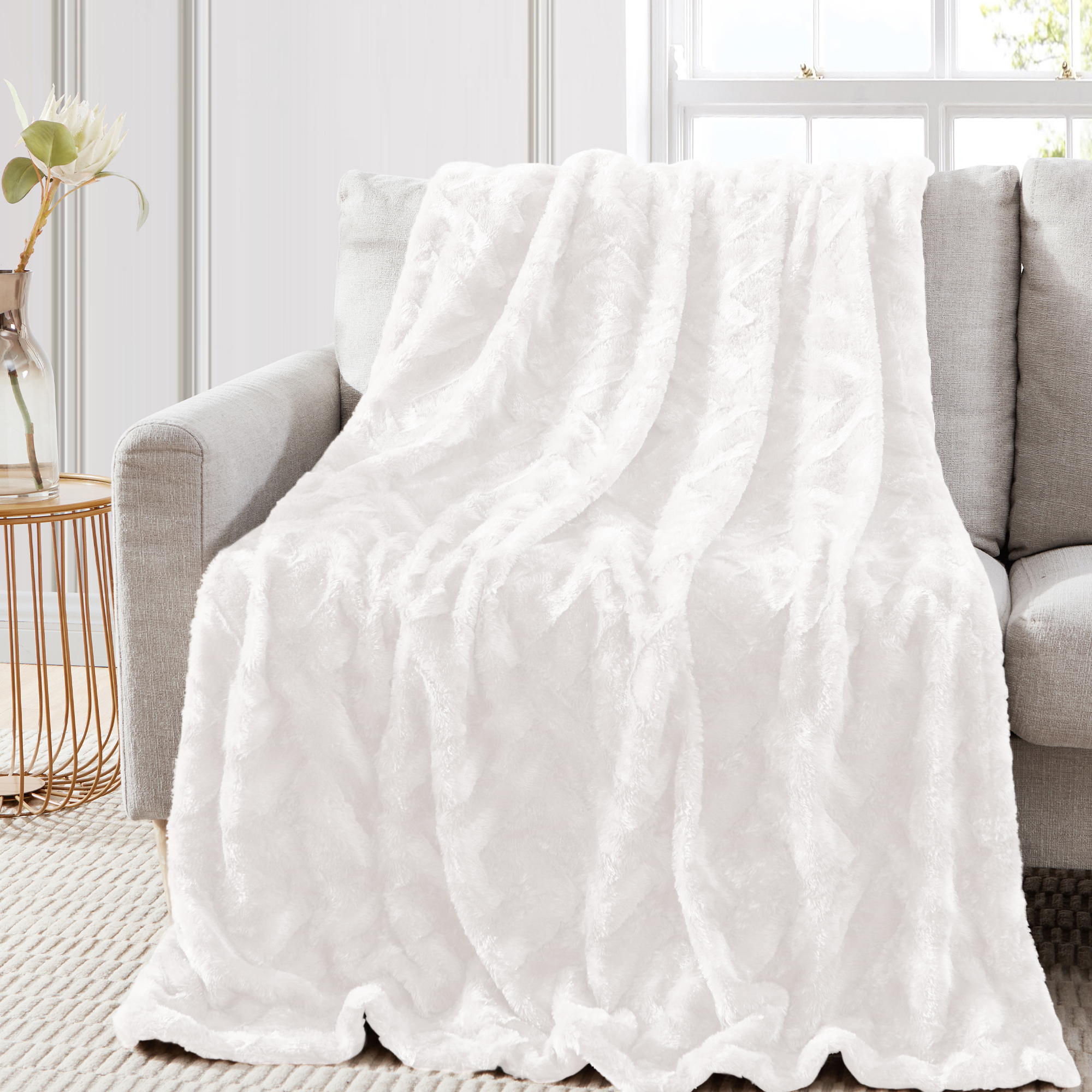 Frazada Manta Texturizada Ligera Color Blanco - Modern Threads