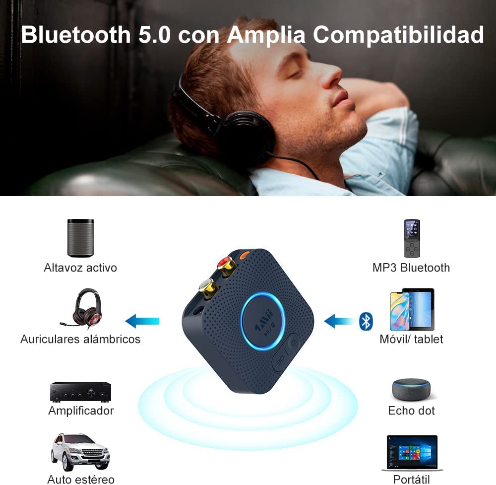 Receptor Bluetooth 5.0 De largo alcance HiFi para Estereo Hogar Salida AUX 3.5mm RCA 
