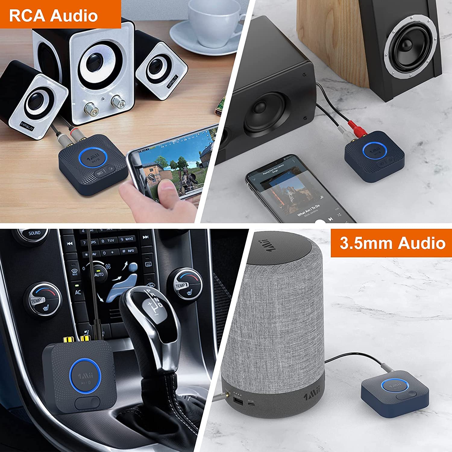 Receptor Bluetooth 5.0 De largo alcance HiFi para Estereo Hogar Salida AUX 3.5mm RCA 