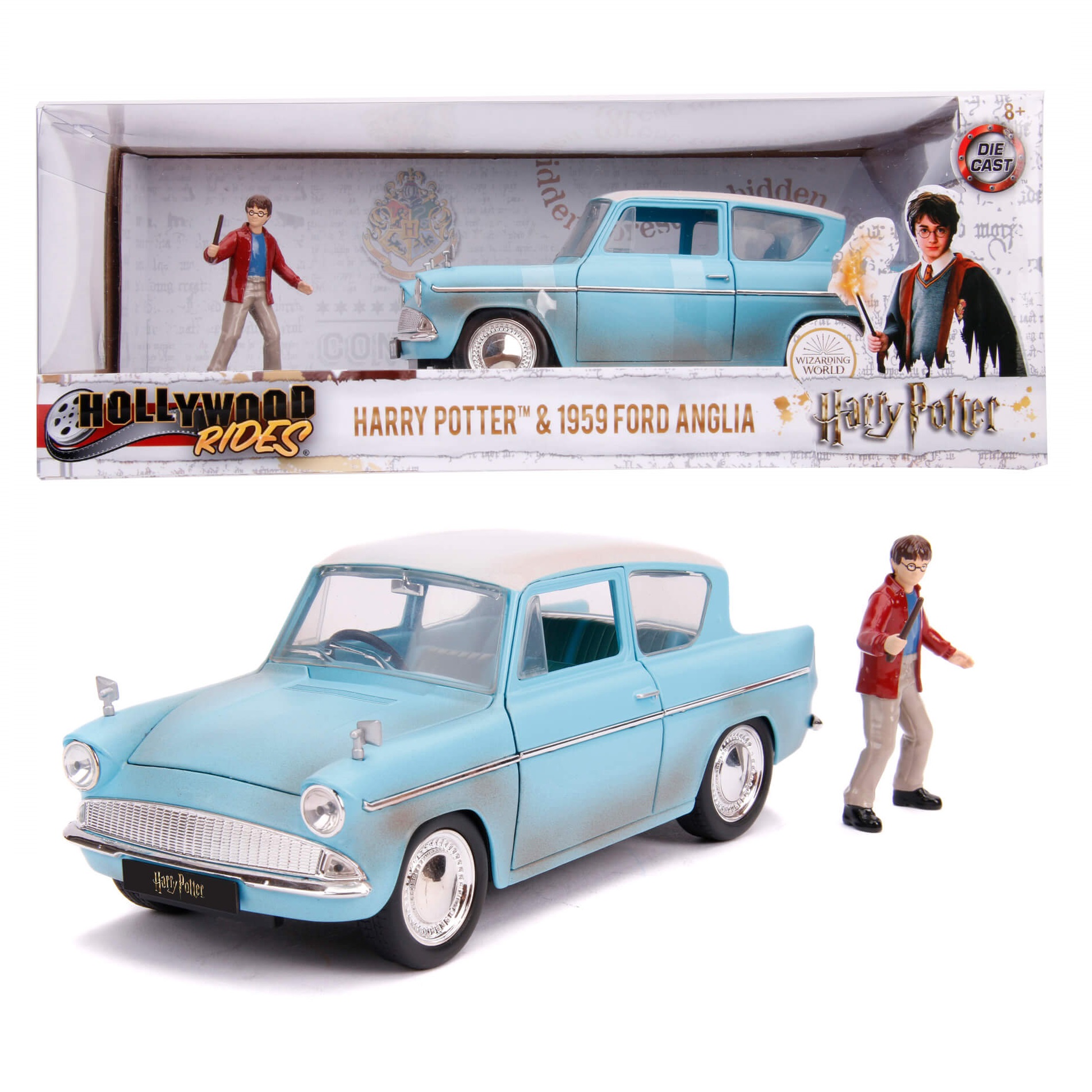 1959 Ford Anglia con Figura Harry Potter Hollywood Rides Jada Toys Escala 1:24