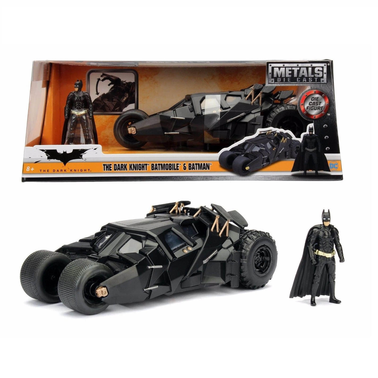 Batimovil Dark Knight con Figura de Batman Tumbler DC Comics Jada Toys Escala 1:24