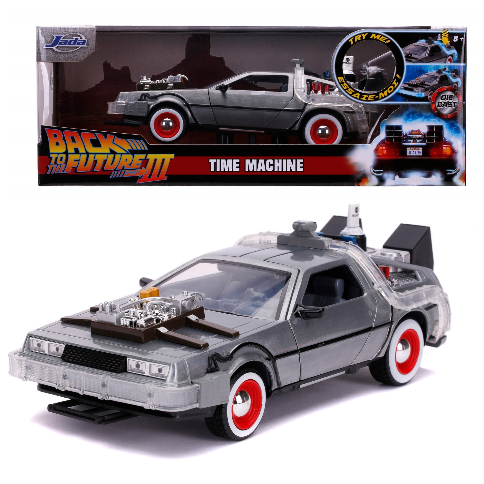 Delorean Time Machine 3 con Luz Volver Al Futuro Back To The Future Jada Toys Escala 1:24
