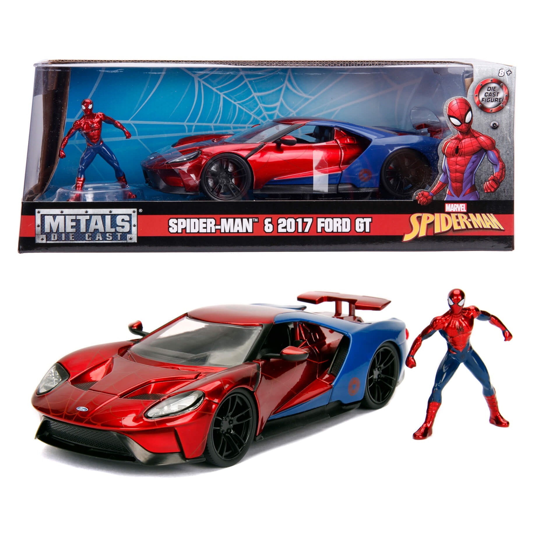 2017 Ford GT con Figura Spider-Man Marvel SPIDERMAN Avengers Jada Toys Escala 1:24