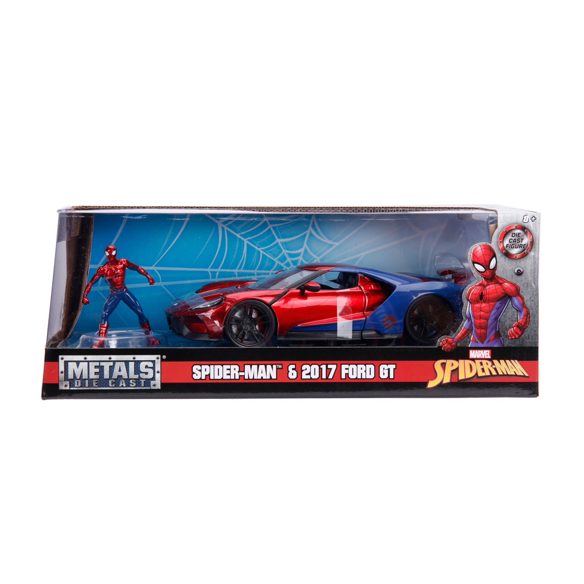 2017 Ford GT con Figura Spider-Man Marvel SPIDERMAN Avengers Jada Toys Escala 1:24