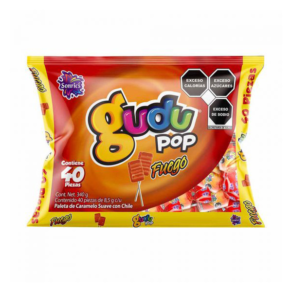 Paleta Gudupop Fuego Sonrics 40 pzs