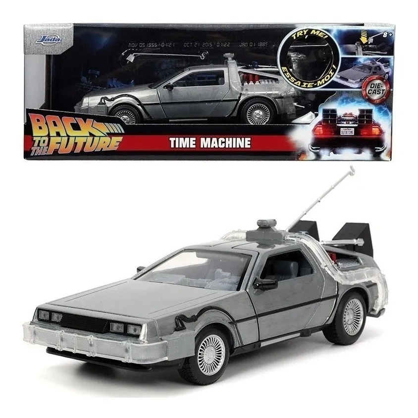 DELOREAN TIME MACHINE 1 CON LUZ VOLVER AL FUTURO BACK TO THE FUTURE JADA TOYS ESCALA 1:24
