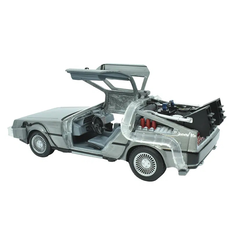 DELOREAN TIME MACHINE 1 CON LUZ VOLVER AL FUTURO BACK TO THE FUTURE JADA TOYS ESCALA 1:24