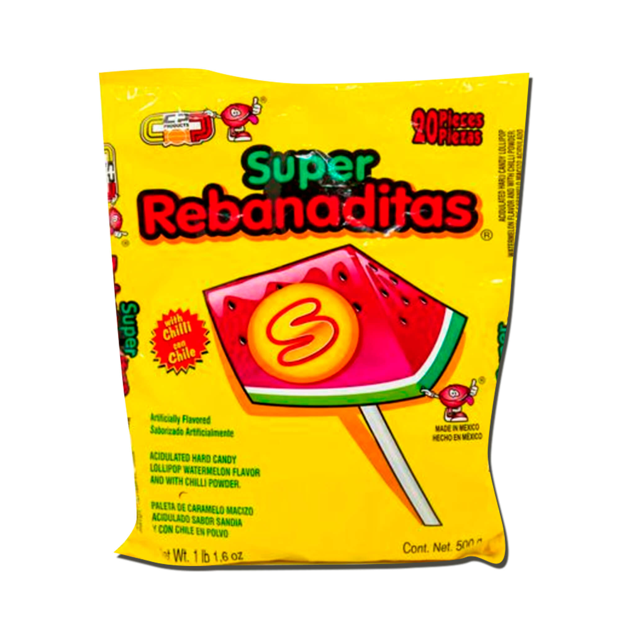 Paletas Super Rebanaditas Sandia con Chile en Polvo 20 piezas