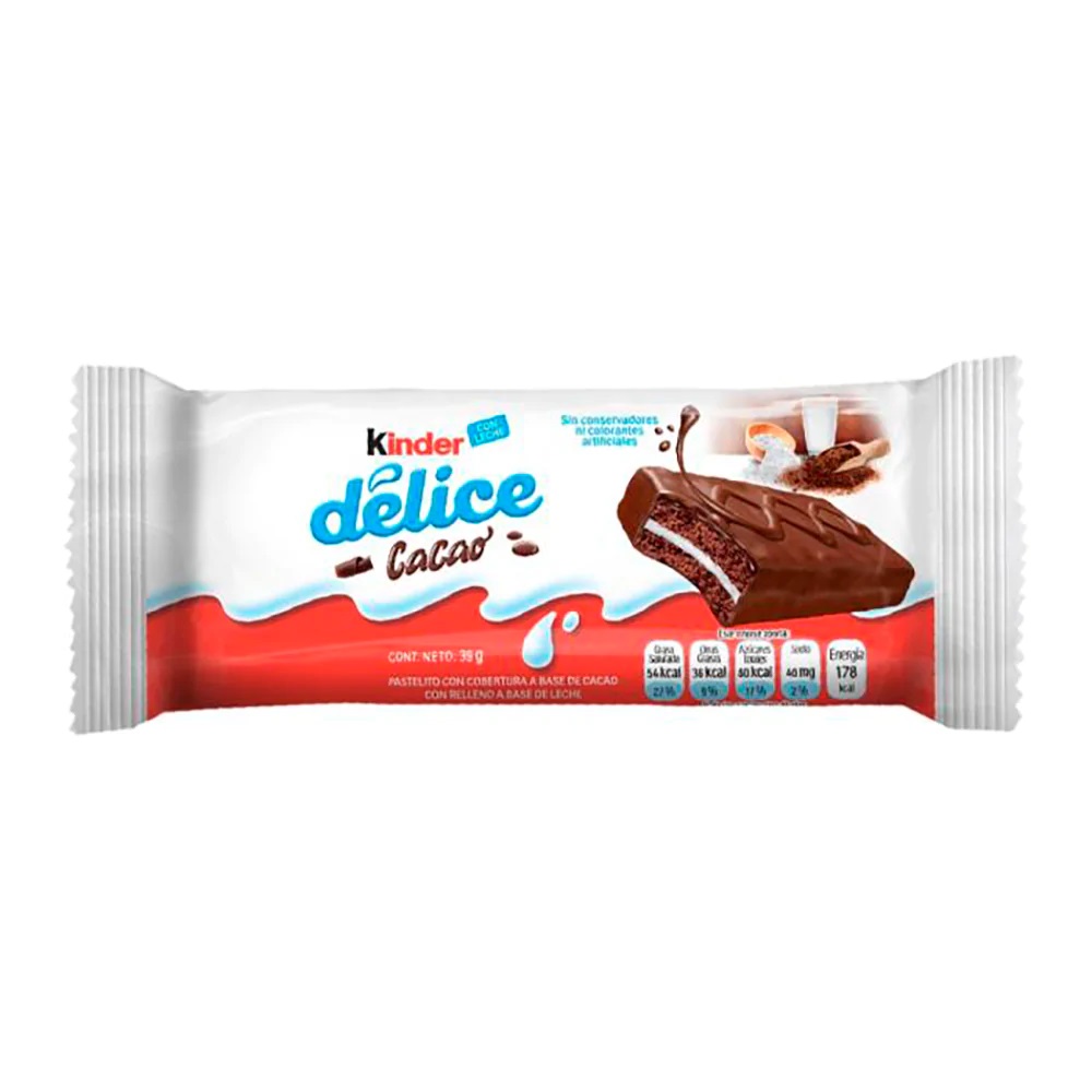 Pastelito Kinder Delice Chocolate 10 pzs de 39gr c/u