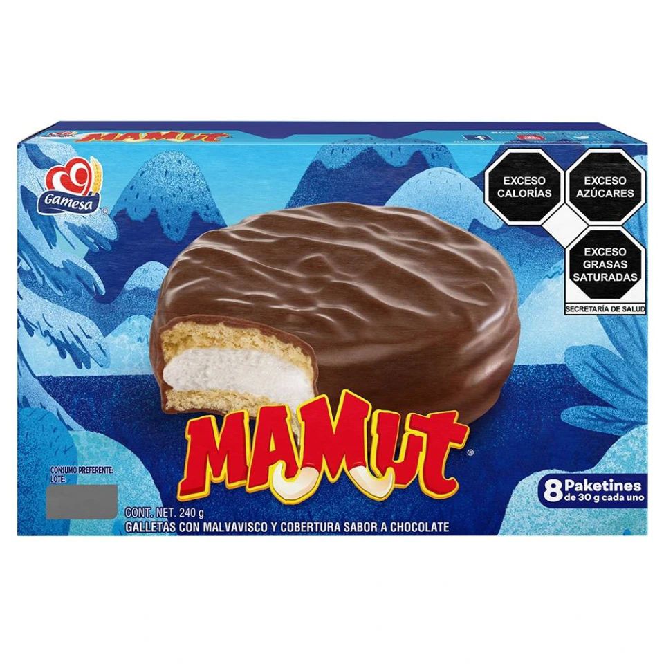 Galleta Mamut con Malvavisco y Cubierta de Chocolate Gamesa 8 paketines de 30gr
