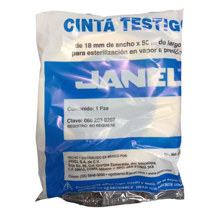 Cinta testigo de vapor  para esterilización. de 18 mm x 50m