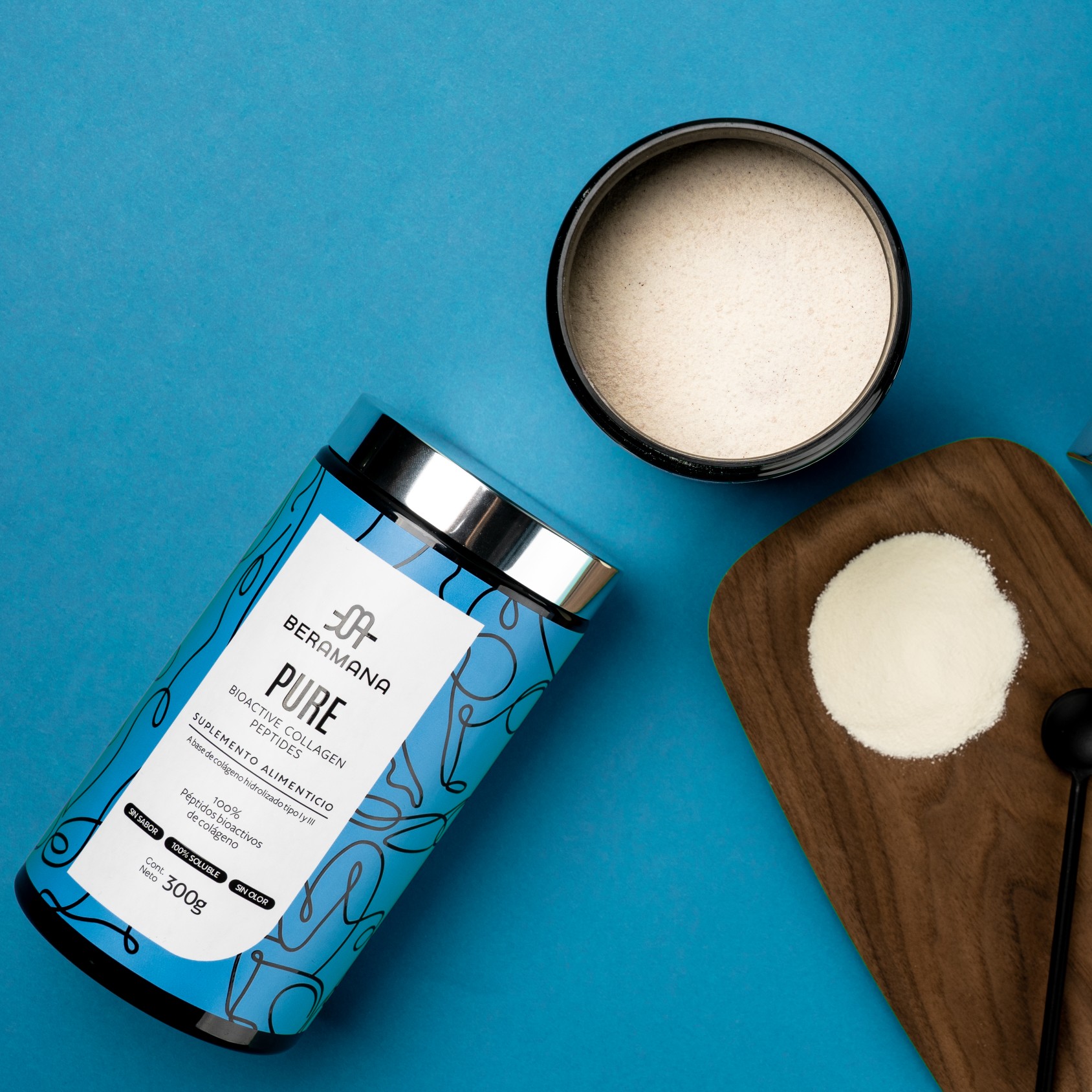 PURE Péptidos Bioactivos de Colágeno - 100% Colágeno Hidrolizado en polvo, Grass Fed, Non GMO. Sin olor y sin sabor. 100% soluble (30 porciones). BERAMANA