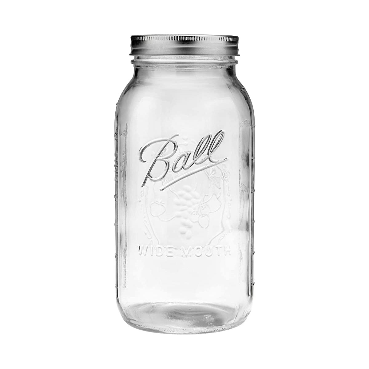 6 Pack Frasco Vidrio Mason Jar Tapa Boca Ancha Transparente 64oz/1.9L Ball