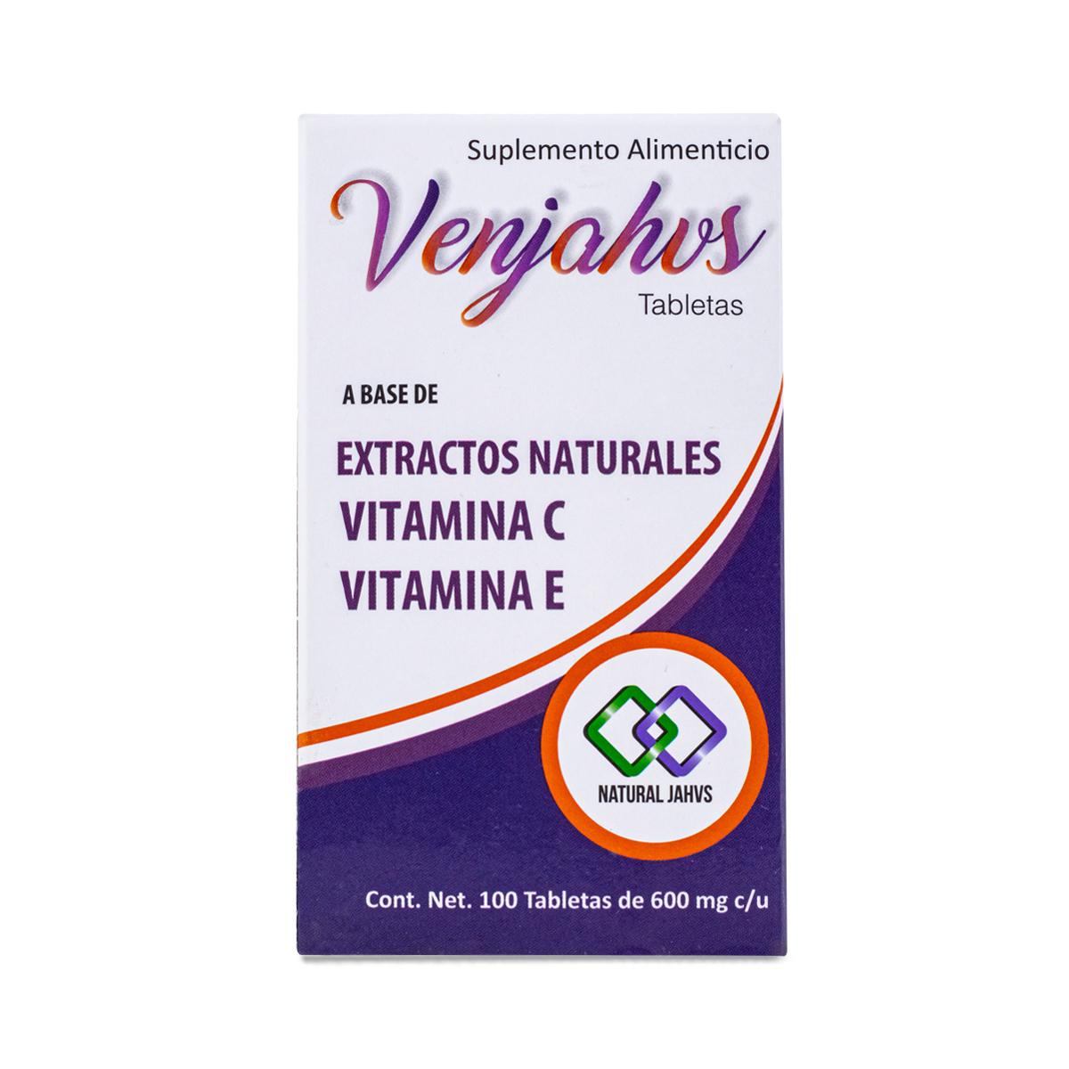 Venjahvs 100 Tab 600 Mg Vitamina C, Vitamina E, Semilla De Uva Roja, Arandano, Avellanoa, Amamelis