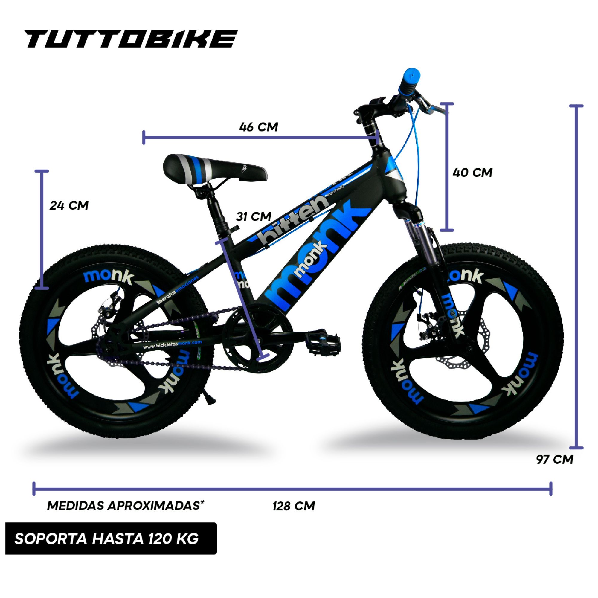 Bicicleta Rodada 20 Para Niño Monk Bitten Azul