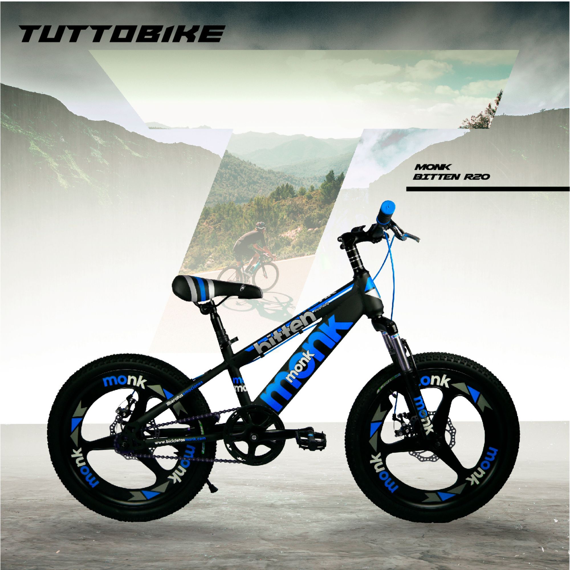 Bicicleta Rodada 20 Para Niño Monk Bitten Azul