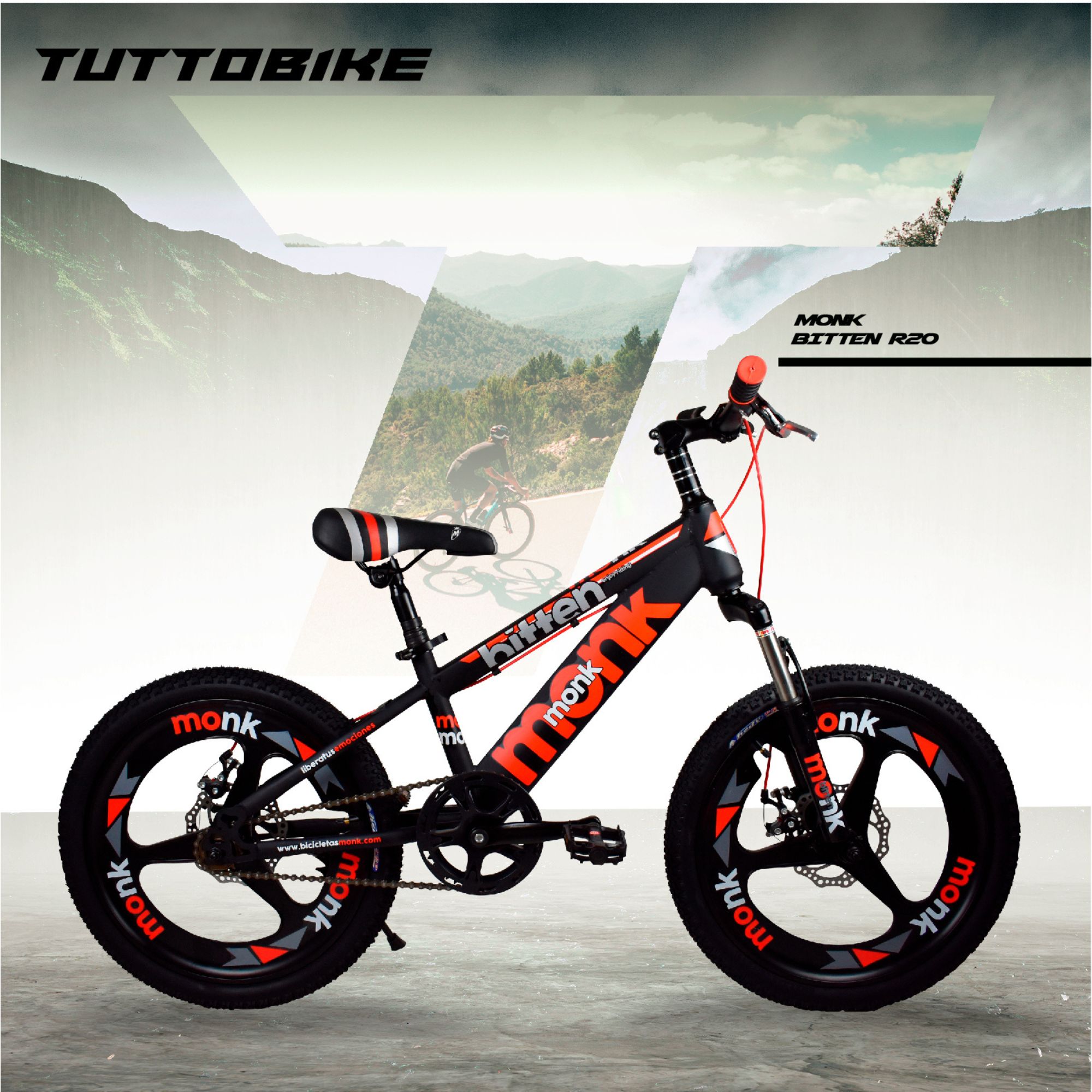 Bicicleta Rodada 20 Para Niño Monk Bitten Rojo