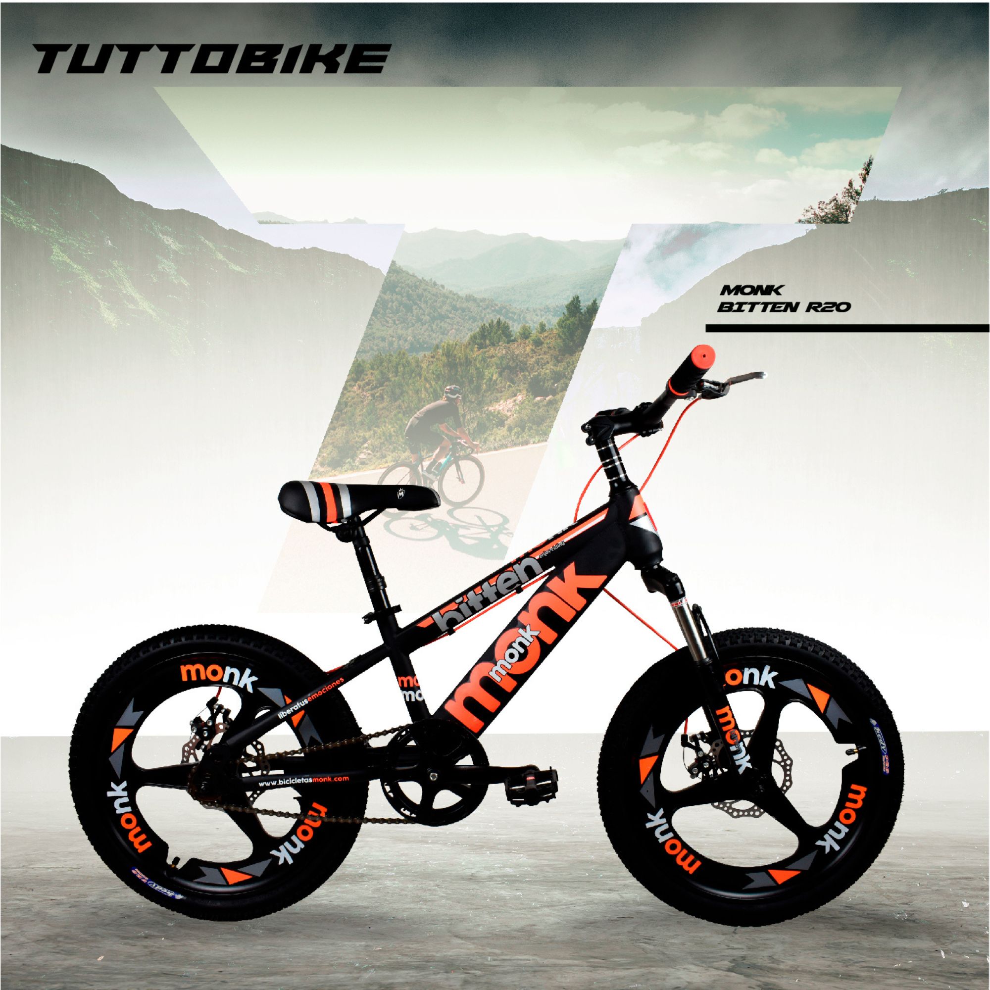 Bicicleta Rodada 20 Para Niño Monk Bitten Naranja