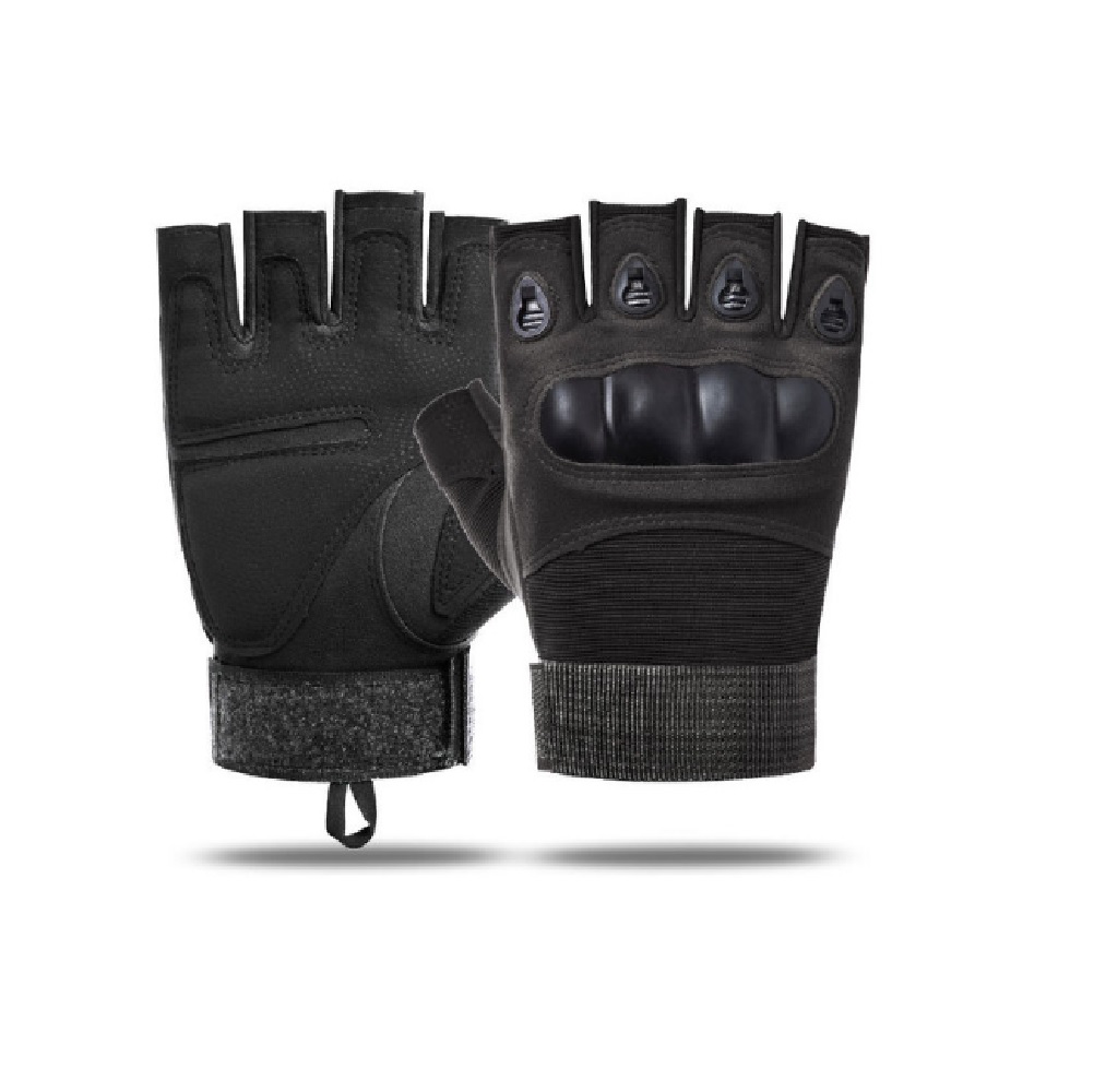 Guantes tácticos negro sin dedos exteriores mano moto bici militares Paintball combate tela deporte