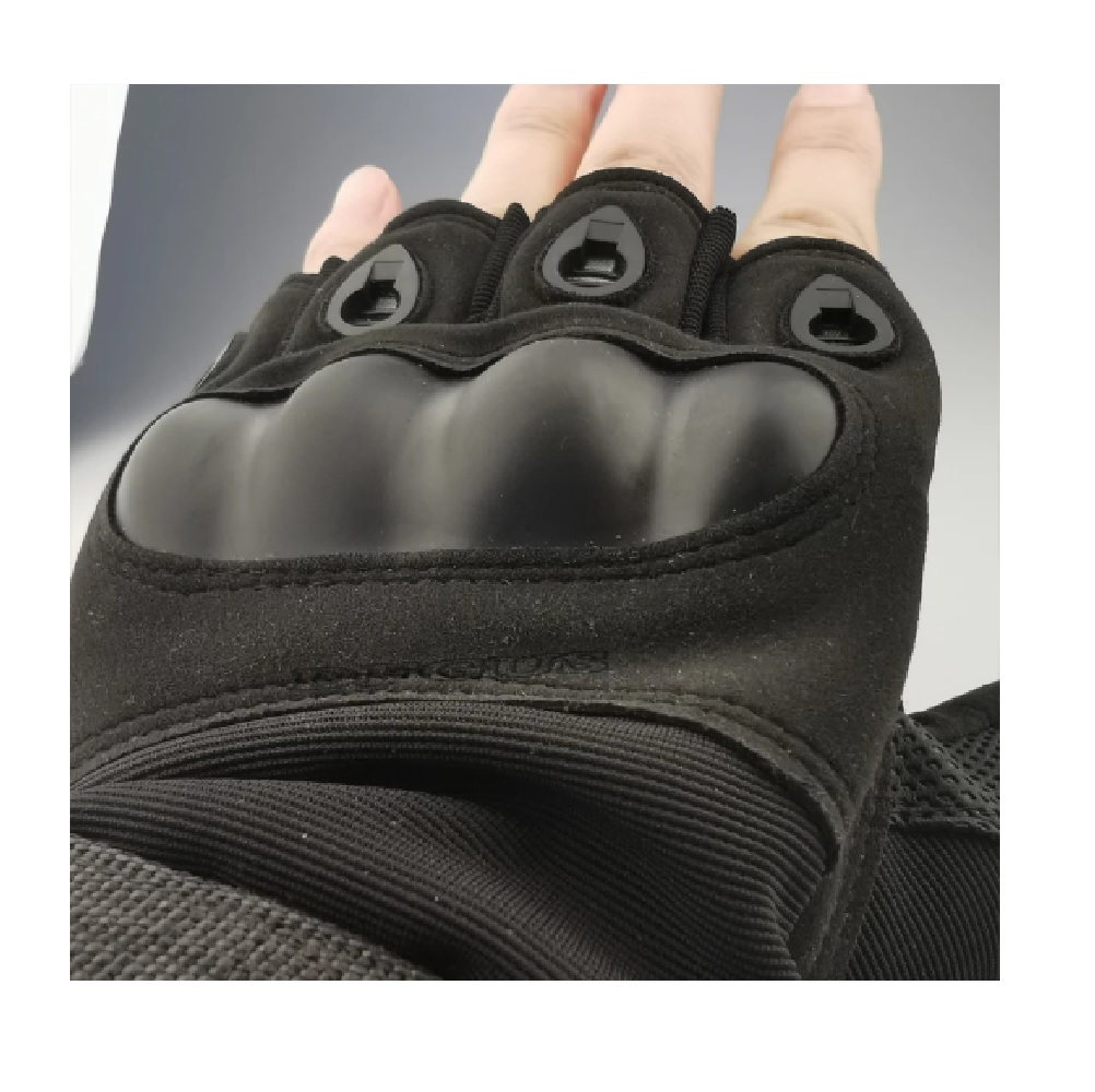 Guantes tácticos negro sin dedos exteriores mano moto bici militares Paintball combate tela deporte