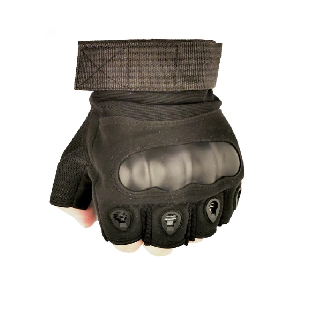 Guantes tácticos negro sin dedos exteriores mano moto bici militares Paintball combate tela deporte