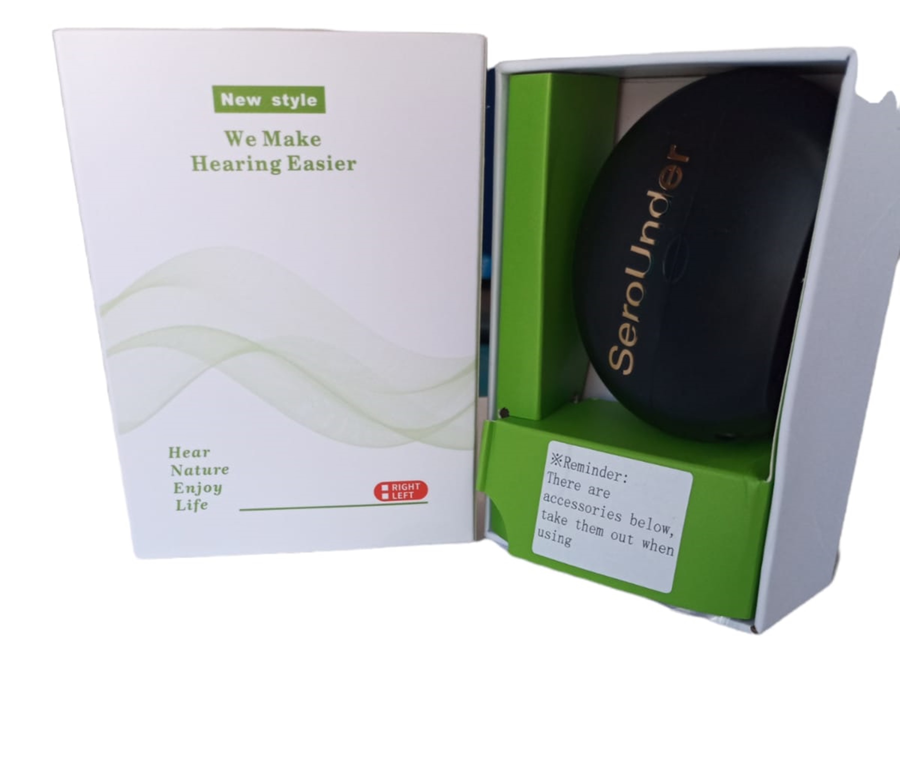  Audifono Amplificador Aparato Para  Sordera Auditivo Adulto Recargables beige SEROUNDER Mod.100A 2 PZAS