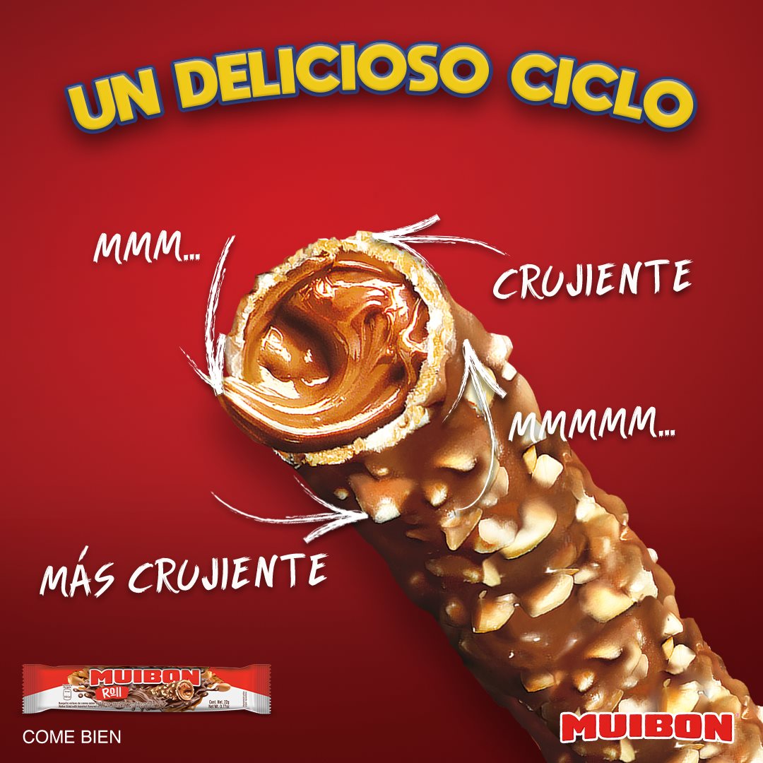 Muibon Chocolate Rollo de Galleta Avellana Caja 15 Piezas