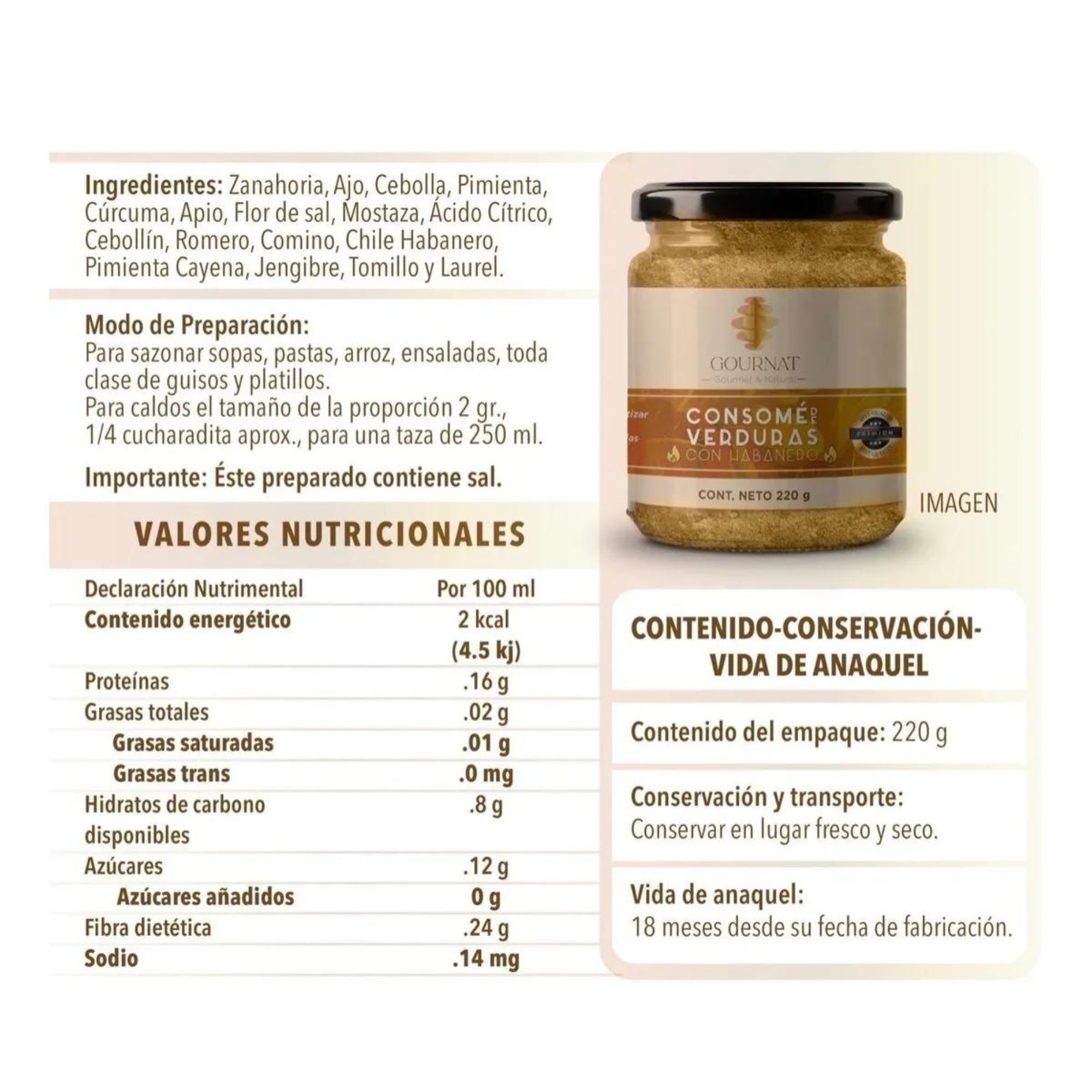 Consomé De Vegetales Con Habanero Gournat Gourmet & Natural