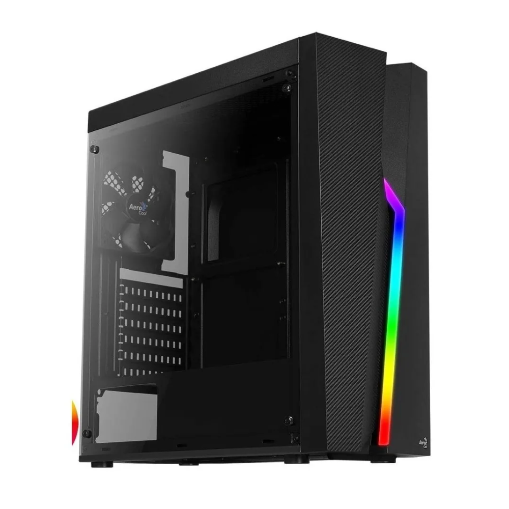 Gabinete Aerocool Bolt RGB Midi-Tower USB 2031 sin Fuente Negro