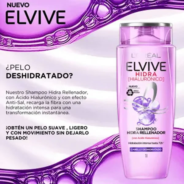 Shampoo Elvive Hidra Hialuronico 1 L L'Oréal 980040322 SMS