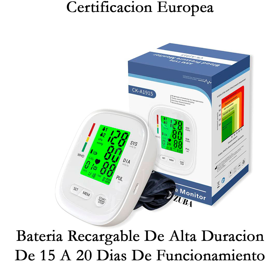 Monitor De Presión Arterial De Brazo Recargable, Baumanómetro De Brazo Digital, Transmisión De Voz, Batería De Larga Duración, Certificación Europea.