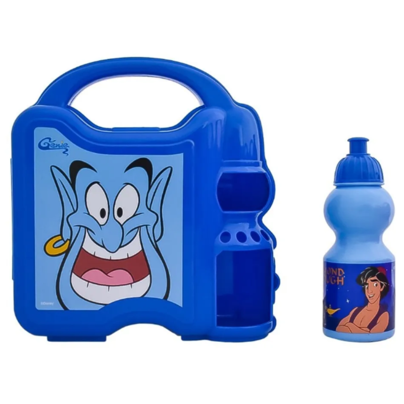 Fun Kids 1669-646 Lonchera Aladdin Genio Disney Infantil con Botella Cilindro Para Agua 350ml