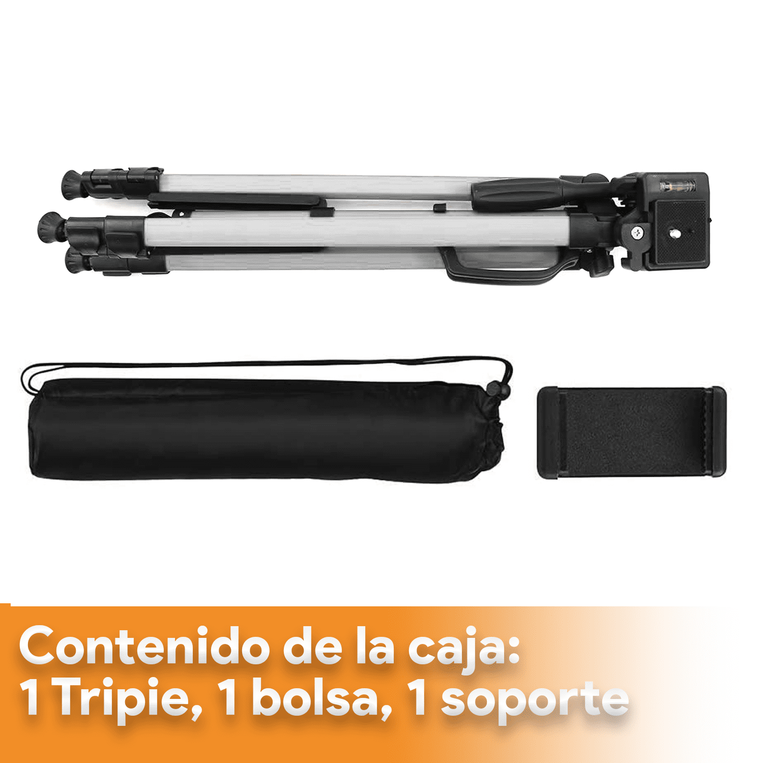 Tripie Universal Reforzado Archy de 140cm con Soporte Celular, agarradera, Nivelador y Bolsa de Almacenamiento (Zp80)
