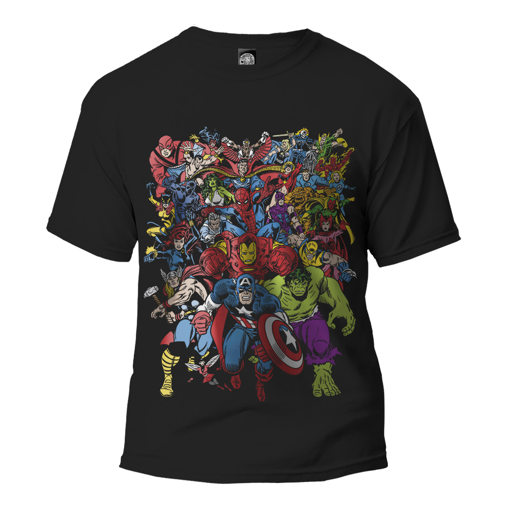 Playera Marvel Avengers B Spiderman Thor Hulk Iron Man Negra