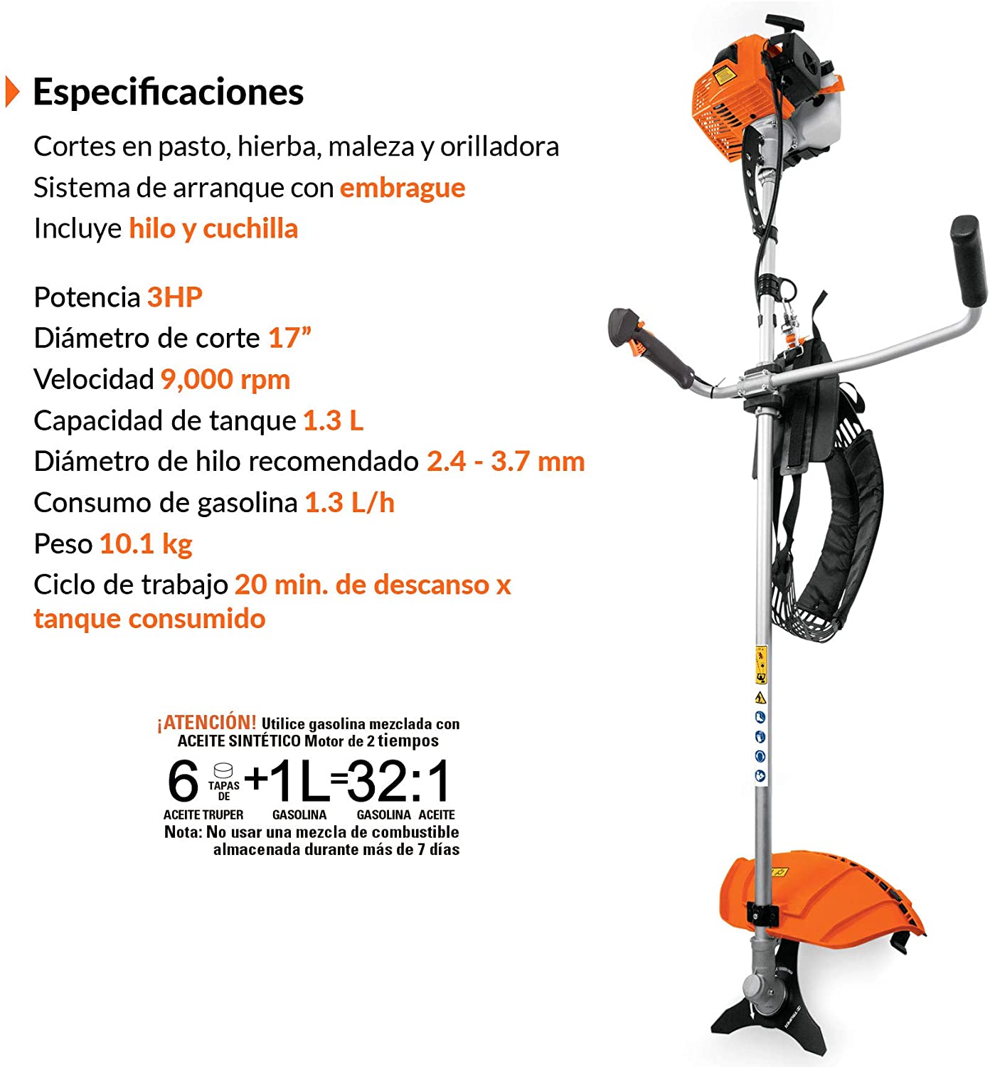 Desmalezadora a Gasolina 3 HP DES-63