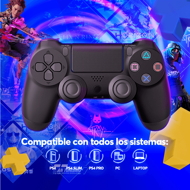 Control Generico Inalámbrico Archy Ergonómico Con entrada de audífonos Compatible con ps4 ps5 Emuladores con Vibración Doble Dual.