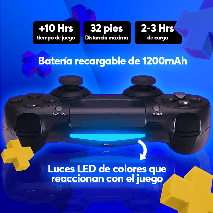 Control Generico Inalámbrico Archy Ergonómico Con entrada de audífonos Compatible con ps4 ps5 Emuladores con Vibración Doble Dual.