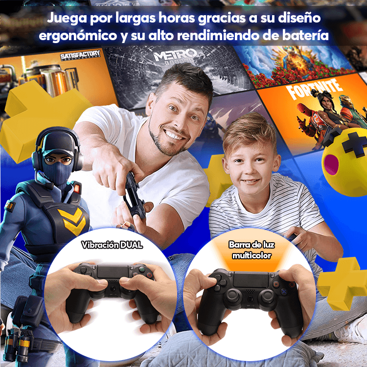 Control Generico Inalámbrico Archy Ergonómico Con entrada de audífonos Compatible con ps4 ps5 Emuladores con Vibración Doble Dual.
