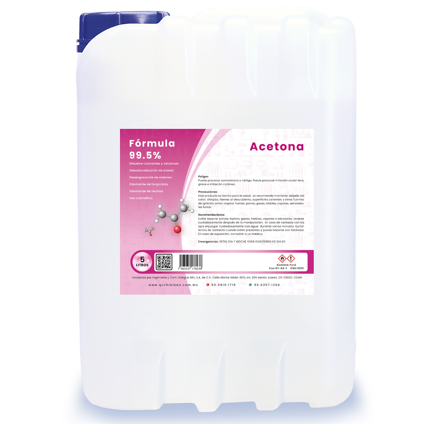 Acetona Pura Para Indutria Y Cosmética 5 Litros