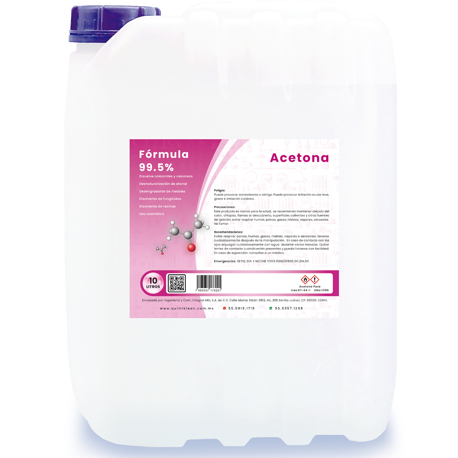  Acetona Pura Para Indutria Y Cosmética 10 Litros